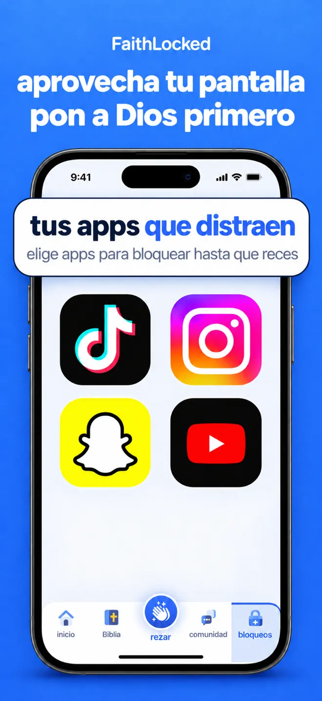 Horario de Faithlocked con apps bloqueadas y momentos diarios de oración